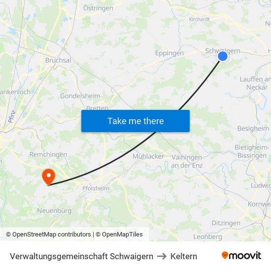Verwaltungsgemeinschaft Schwaigern to Keltern map