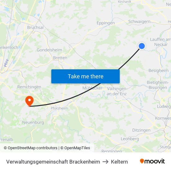 Verwaltungsgemeinschaft Brackenheim to Keltern map