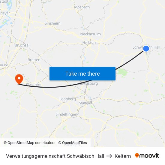 Verwaltungsgemeinschaft Schwäbisch Hall to Keltern map