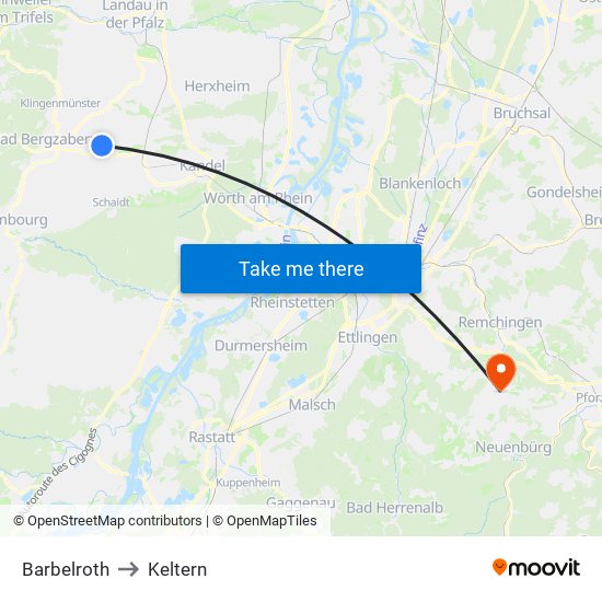 Barbelroth to Keltern map