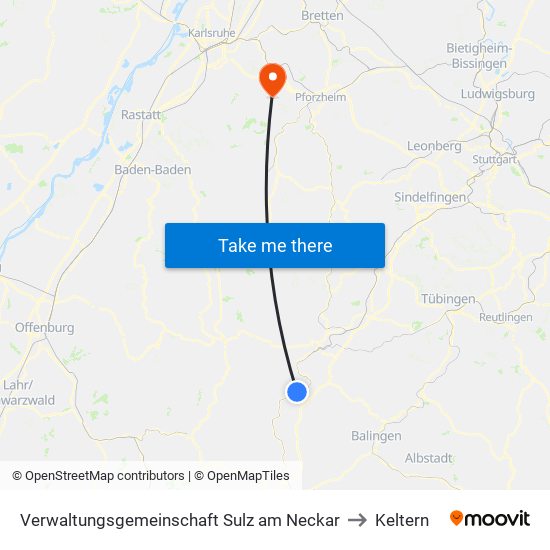 Verwaltungsgemeinschaft Sulz am Neckar to Keltern map