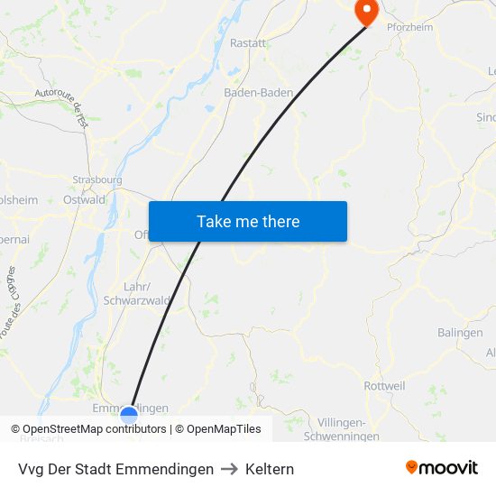 Vvg Der Stadt Emmendingen to Keltern map