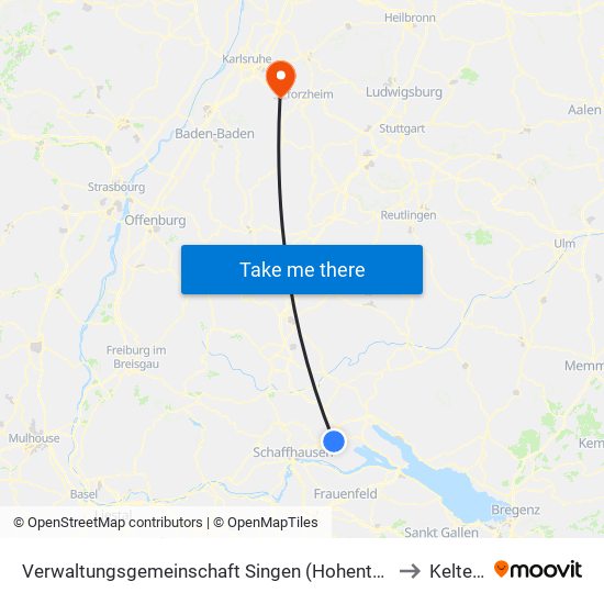 Verwaltungsgemeinschaft Singen (Hohentwiel) to Keltern map