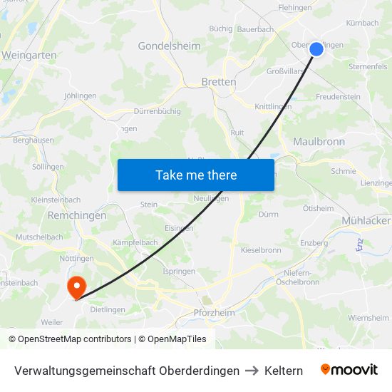 Verwaltungsgemeinschaft Oberderdingen to Keltern map