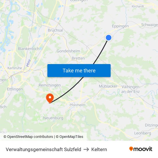 Verwaltungsgemeinschaft Sulzfeld to Keltern map