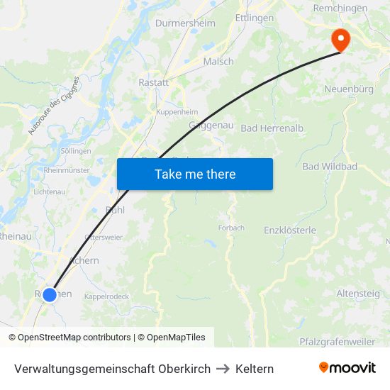 Verwaltungsgemeinschaft Oberkirch to Keltern map