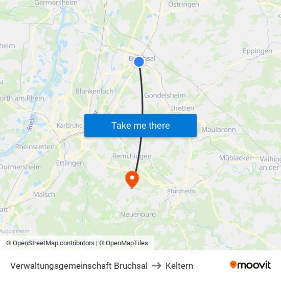 Verwaltungsgemeinschaft Bruchsal to Keltern map
