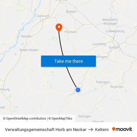 Verwaltungsgemeinschaft Horb am Neckar to Keltern map
