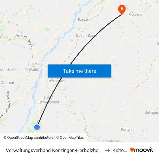 Verwaltungsverband Kenzingen-Herbolzheim to Keltern map