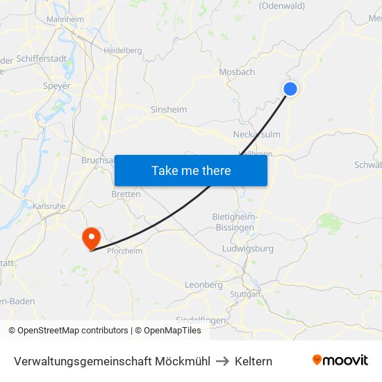 Verwaltungsgemeinschaft Möckmühl to Keltern map