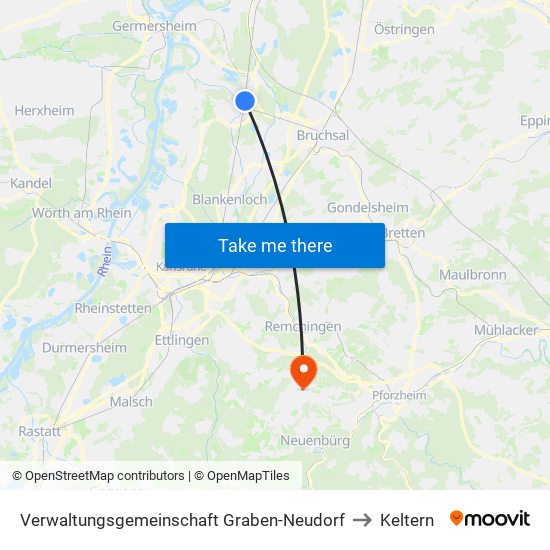 Verwaltungsgemeinschaft Graben-Neudorf to Keltern map