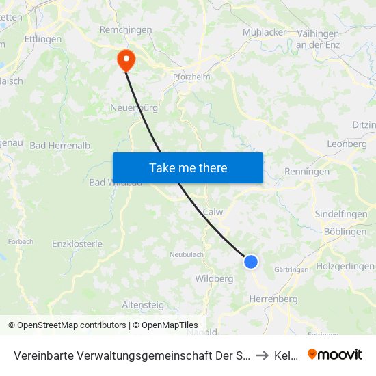 Vereinbarte Verwaltungsgemeinschaft Der Stadt Herrenberg to Keltern map