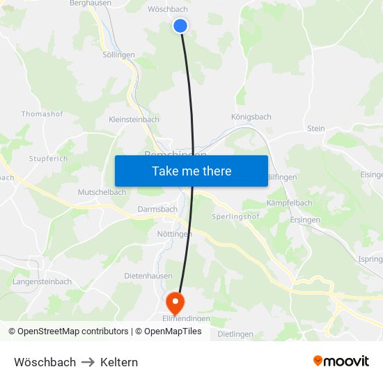 Wöschbach to Keltern map