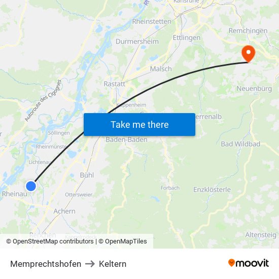 Memprechtshofen to Keltern map