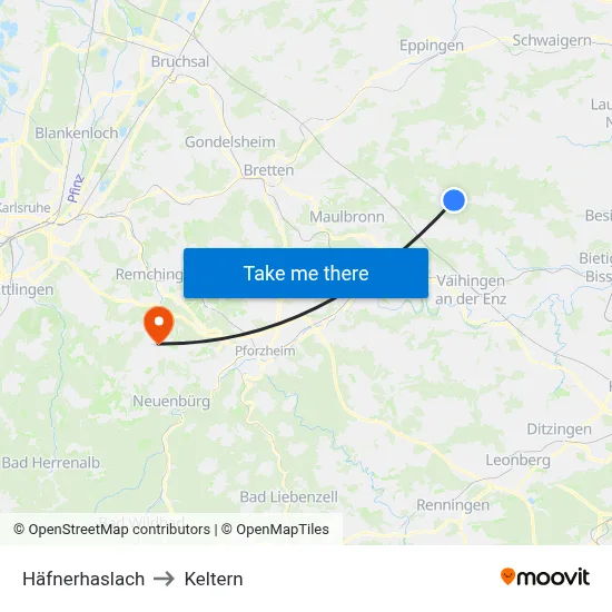 Häfnerhaslach to Keltern map