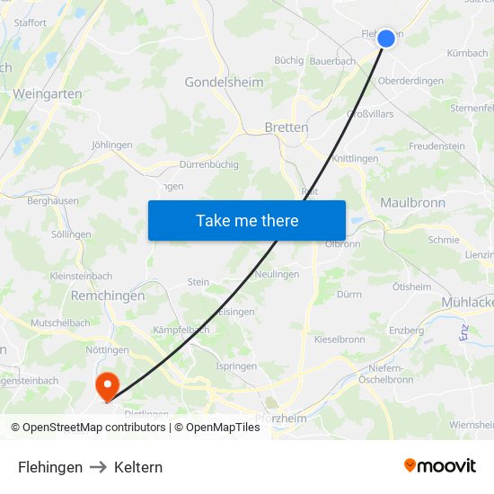 Flehingen to Keltern map