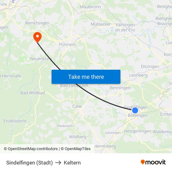 Sindelfingen (Stadt) to Keltern map