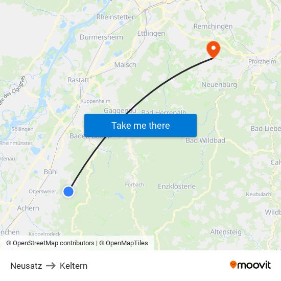 Neusatz to Keltern map