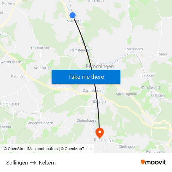 Söllingen to Keltern map