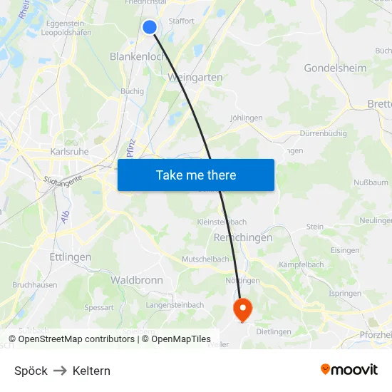 Spöck to Keltern map