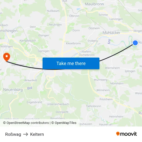 Roßwag to Keltern map