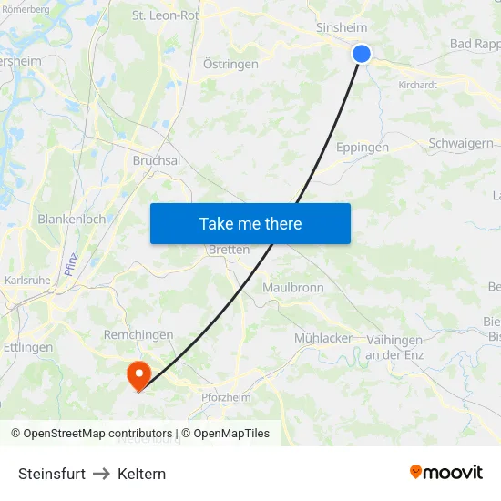 Steinsfurt to Keltern map