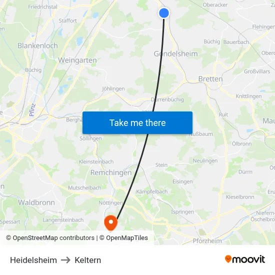 Heidelsheim to Keltern map
