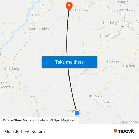 Göllsdorf to Keltern map