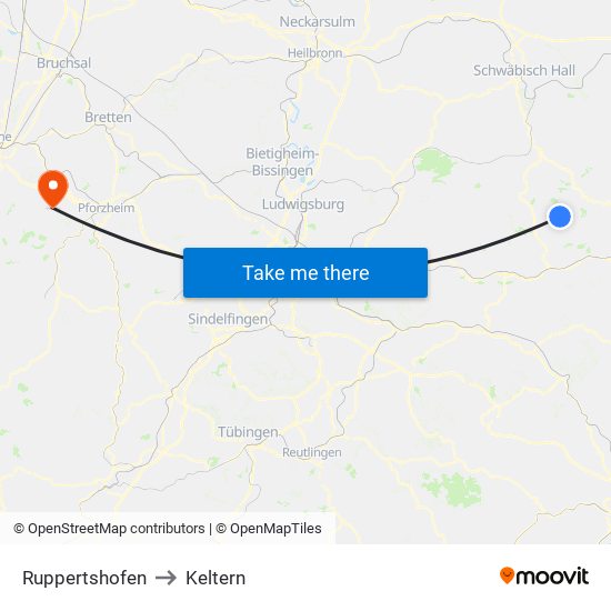 Ruppertshofen to Keltern map