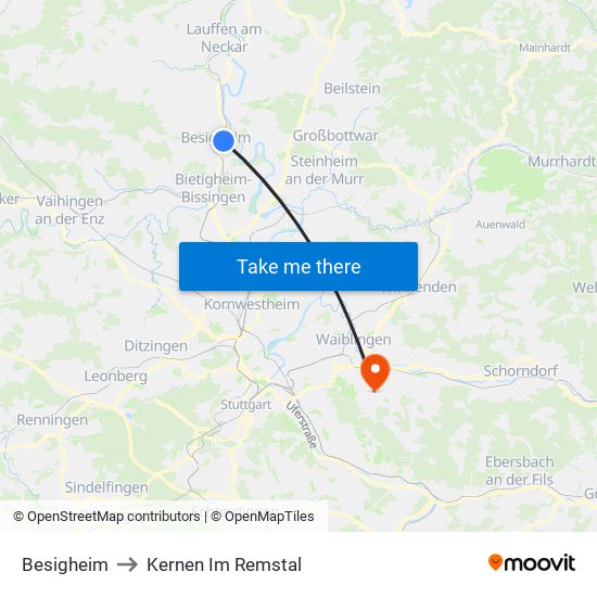 Besigheim to Kernen Im Remstal map