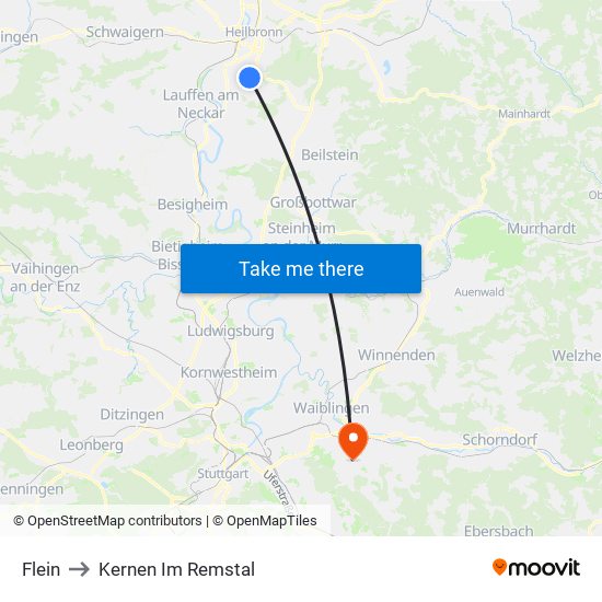 Flein to Kernen Im Remstal map