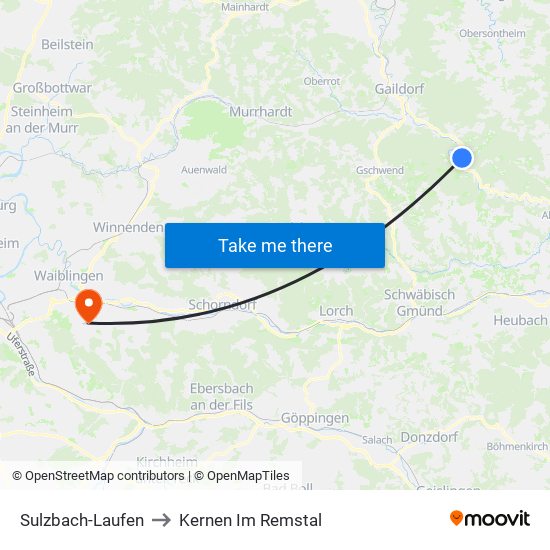 Sulzbach-Laufen to Kernen Im Remstal map