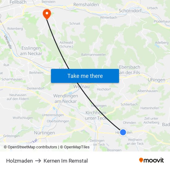Holzmaden to Kernen Im Remstal map