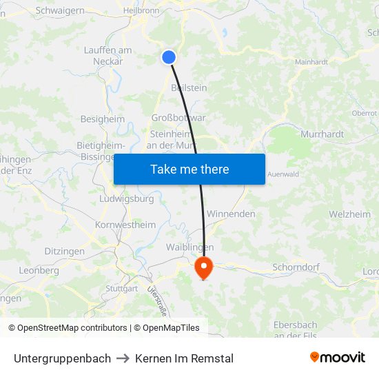 Untergruppenbach to Kernen Im Remstal map