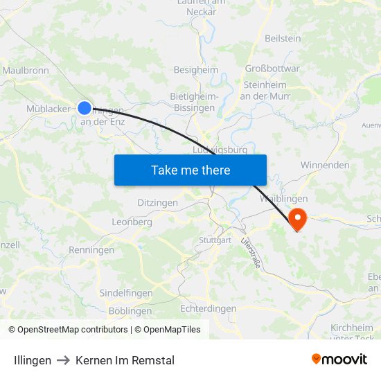 Illingen to Kernen Im Remstal map