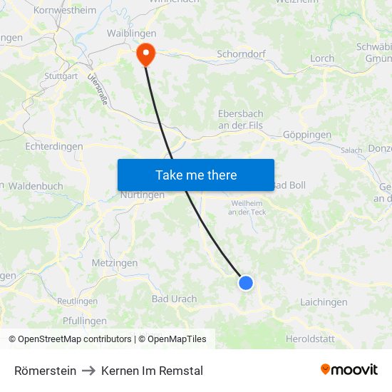 Römerstein to Kernen Im Remstal map
