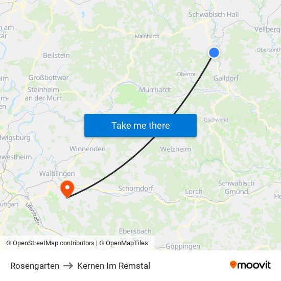 Rosengarten to Kernen Im Remstal map