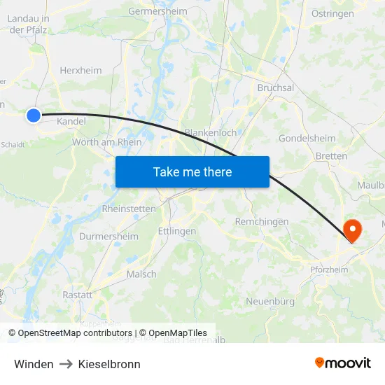 Winden to Kieselbronn map