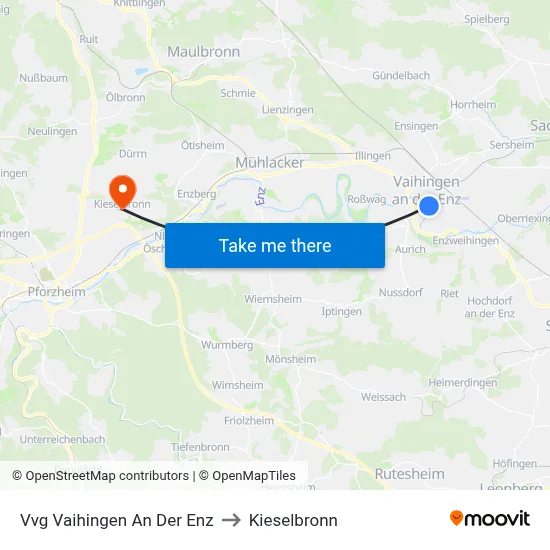Vvg Vaihingen An Der Enz to Kieselbronn map