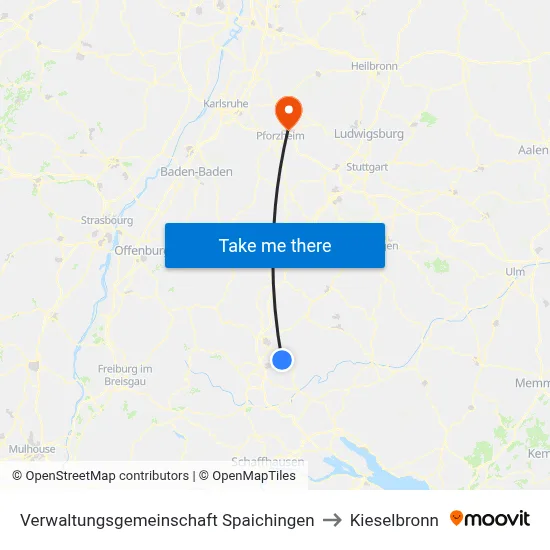 Verwaltungsgemeinschaft Spaichingen to Kieselbronn map