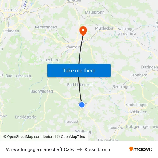 Verwaltungsgemeinschaft Calw to Kieselbronn map