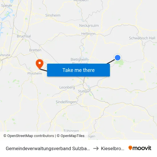 Gemeindeverwaltungsverband Sulzbach to Kieselbronn map