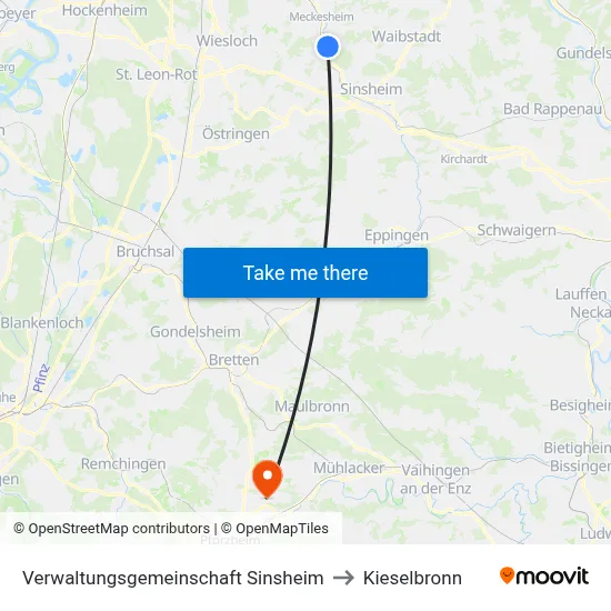 Verwaltungsgemeinschaft Sinsheim to Kieselbronn map