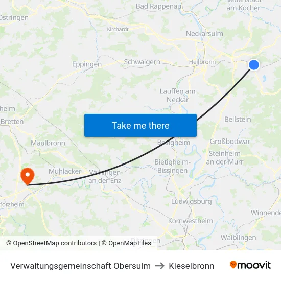 Verwaltungsgemeinschaft Obersulm to Kieselbronn map