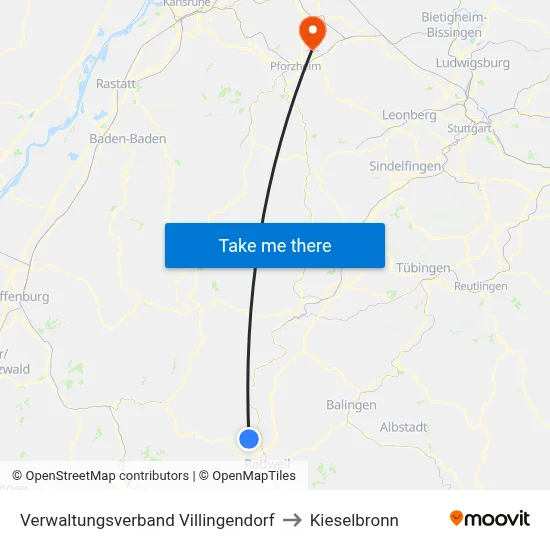 Verwaltungsverband Villingendorf to Kieselbronn map