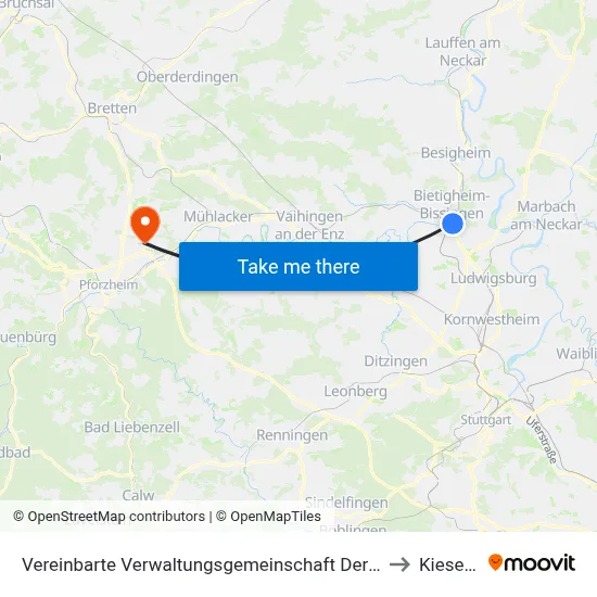 Vereinbarte Verwaltungsgemeinschaft Der Stadt Bietigheim-Bissingen to Kieselbronn map