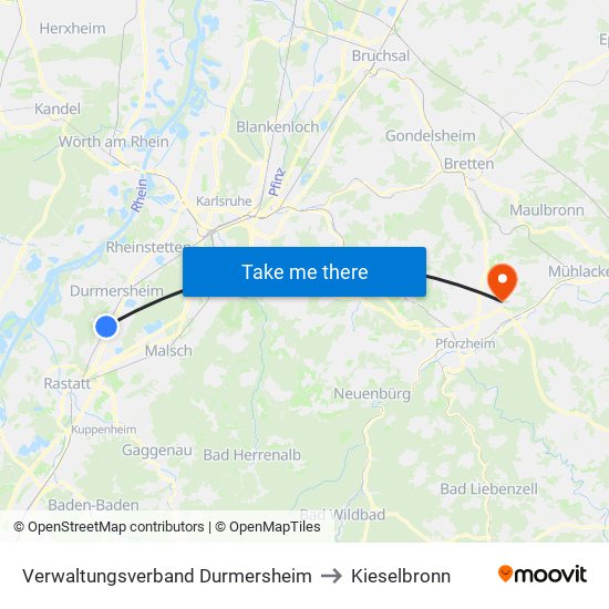 Verwaltungsverband Durmersheim to Kieselbronn map