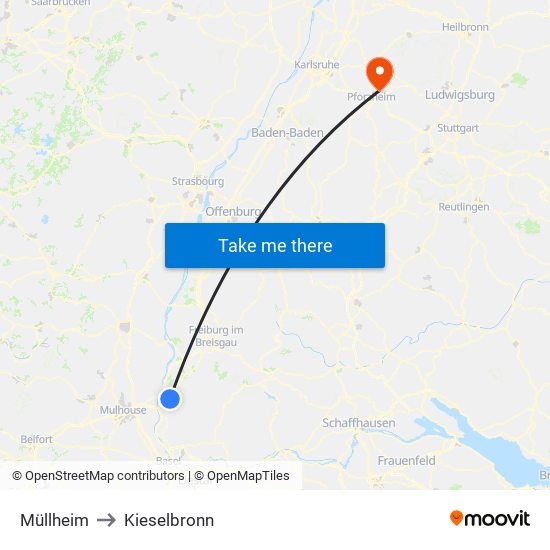 Müllheim to Kieselbronn map