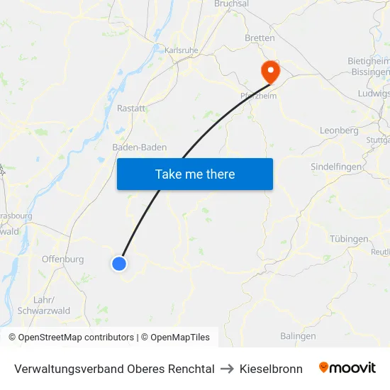 Verwaltungsverband Oberes Renchtal to Kieselbronn map