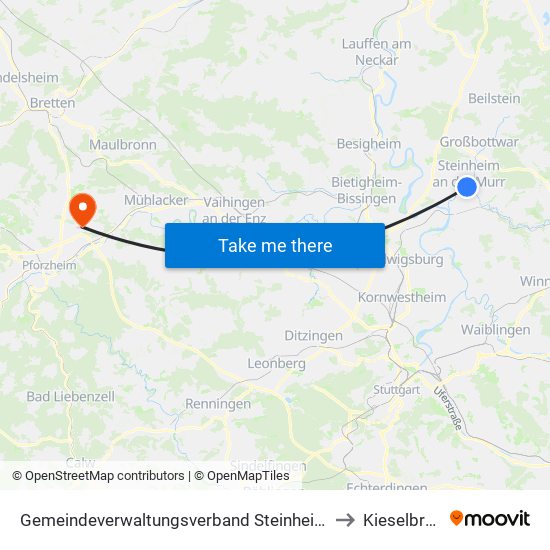 Gemeindeverwaltungsverband Steinheim-Murr to Kieselbronn map